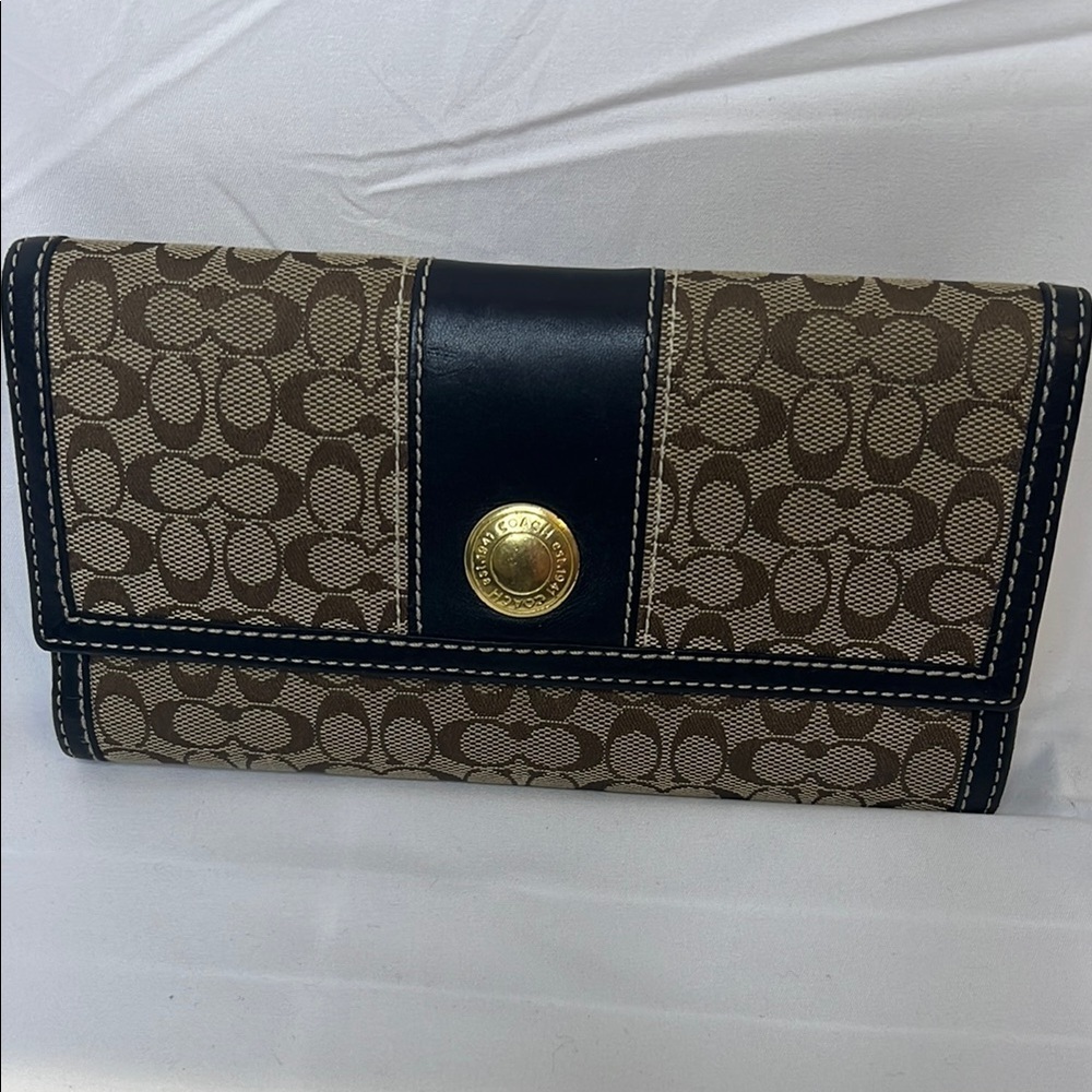 Vintage Coach Brown and Black Tri-Fold Wallet